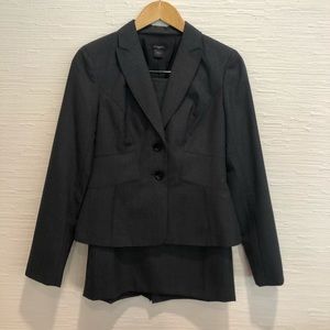 Dark Grey Skirt Suit with Pleat Detail